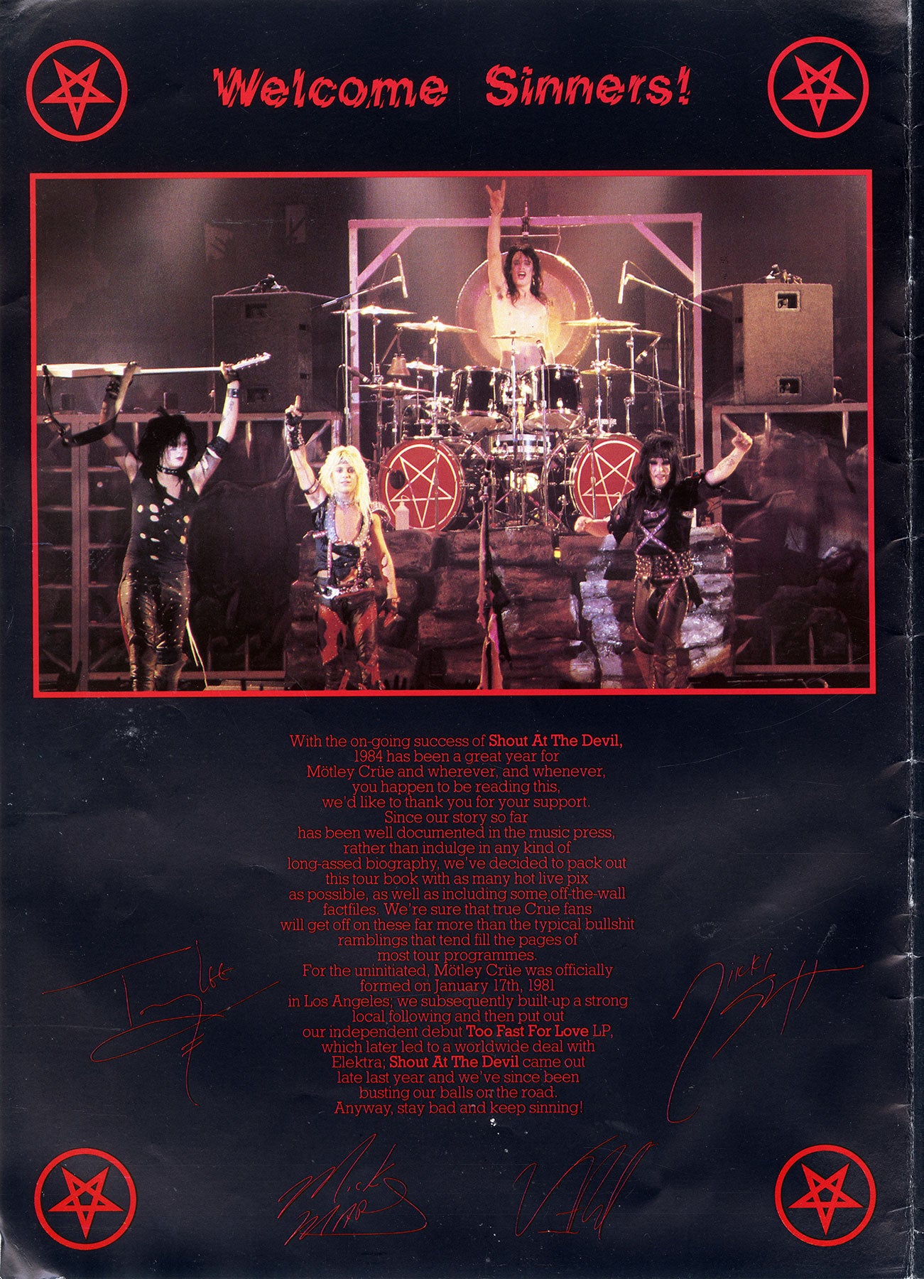 Shout At The Devil Tour Book