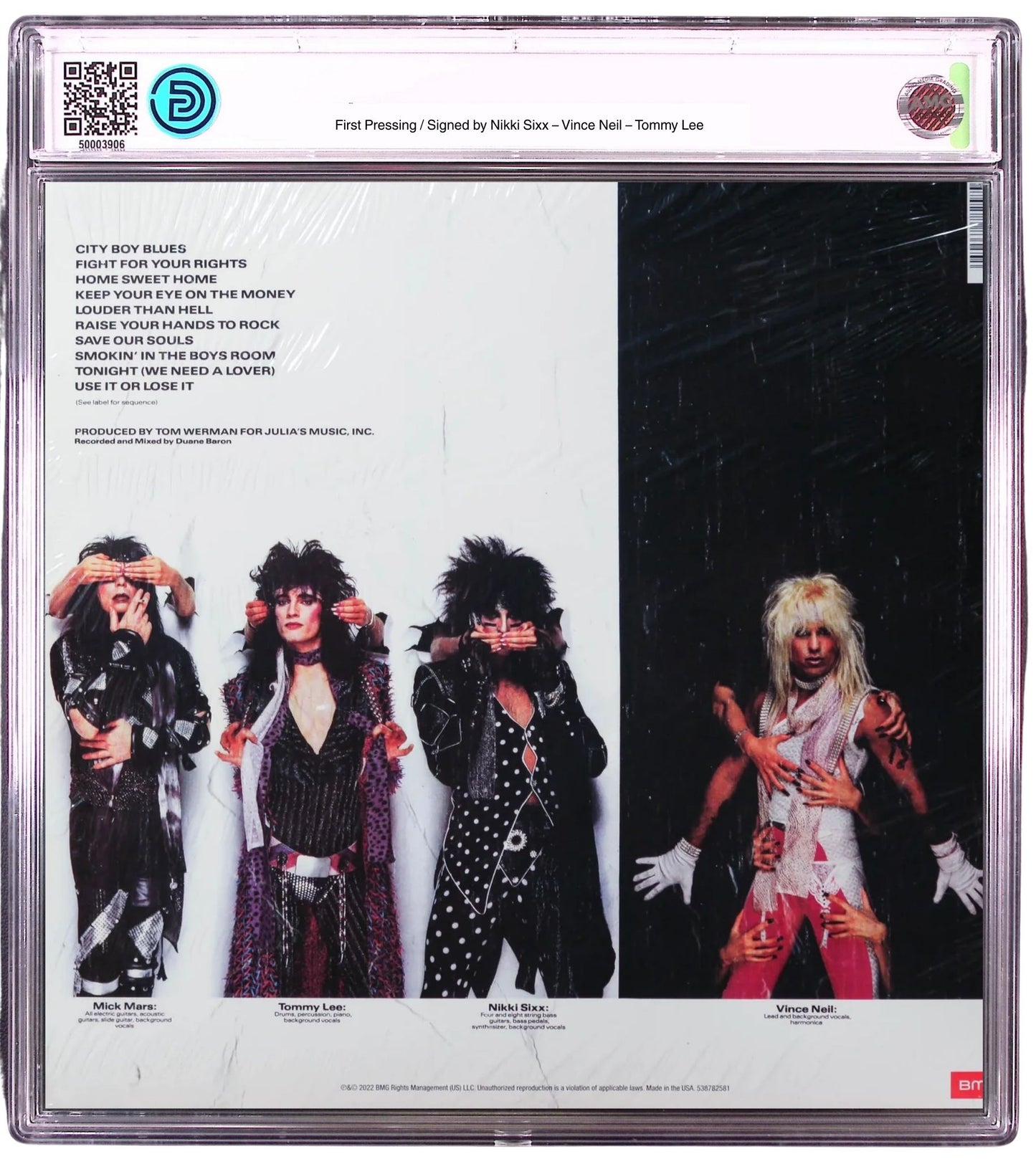 PRE ORDER - HAND SIGNED Theatre of Pain 12" Acrylic Encased & Graded Vinyl Album