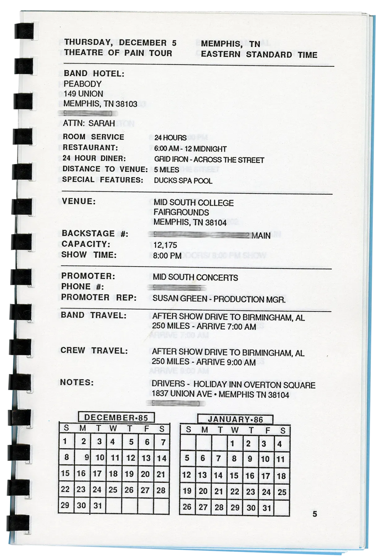 Theatre of Pain World Tour Itineraries