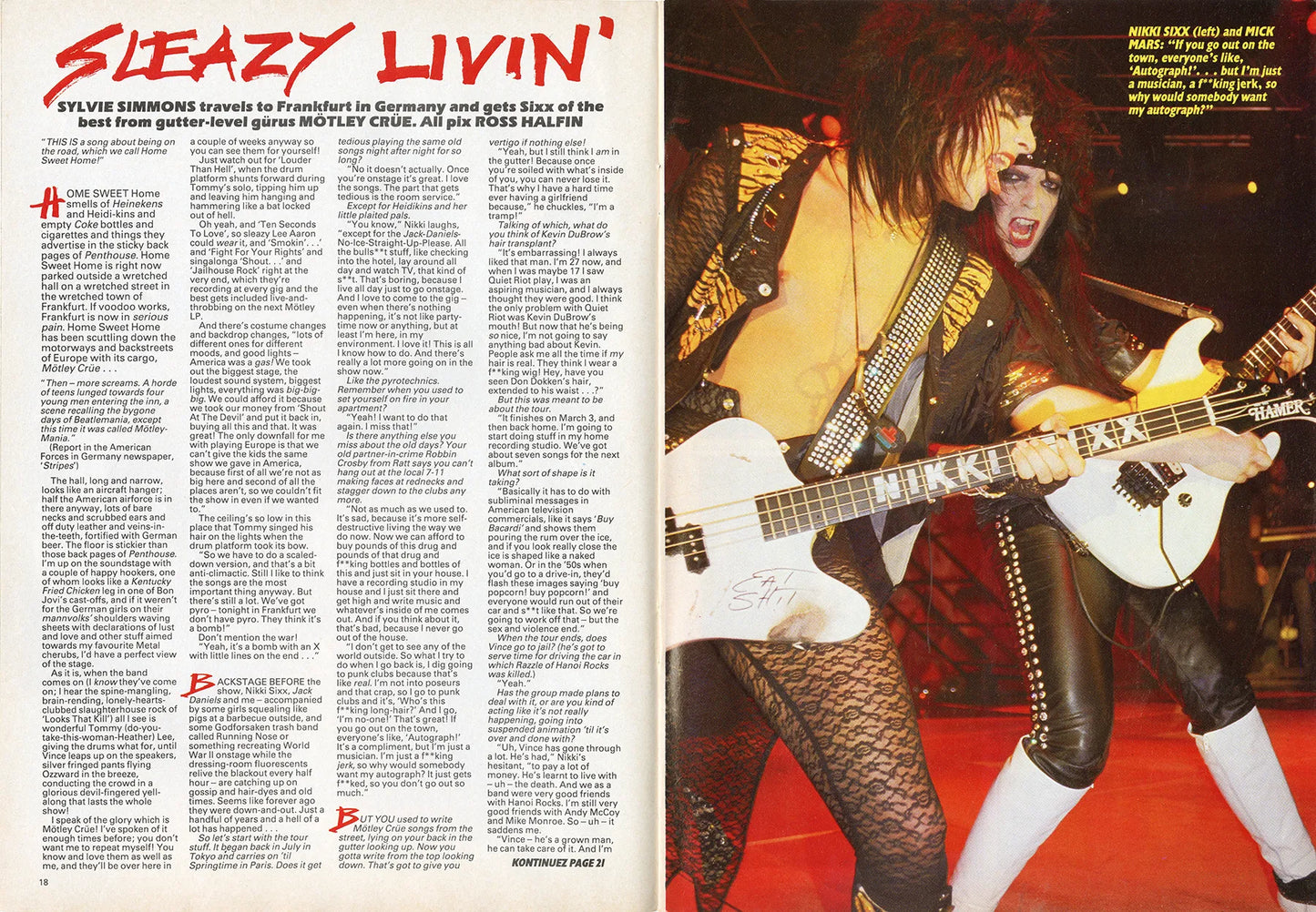 Kerrang! Cover Story - Sleazy Livin' 1986