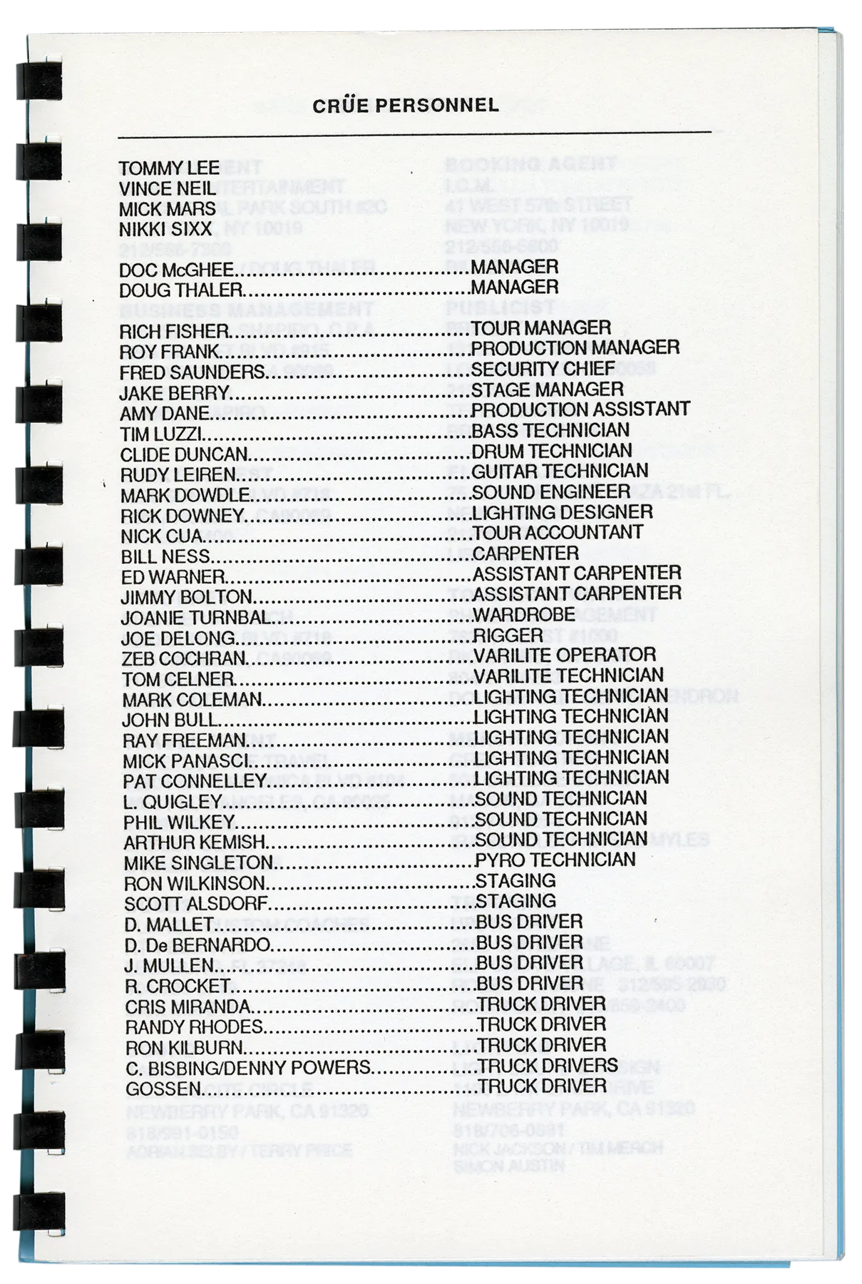 Theatre of Pain World Tour Itineraries