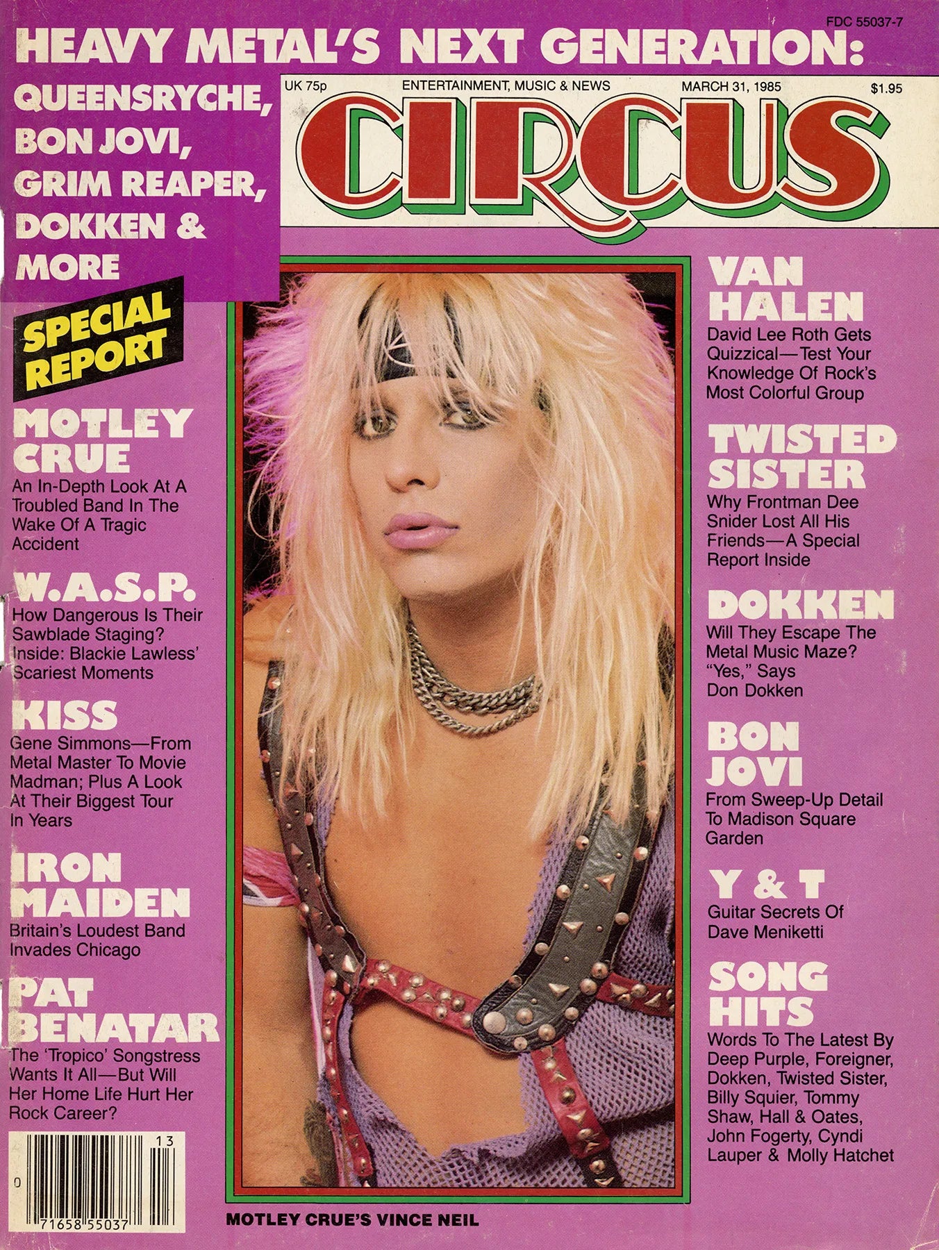 Circus Magazine Smokin' in the Studio cover story, March 1985