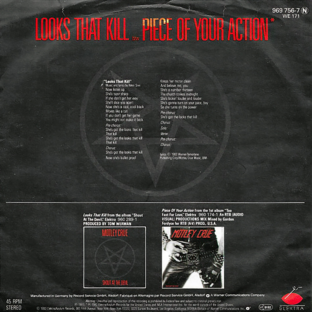 "Looks That Kill" Germany 7" Single, 1983
