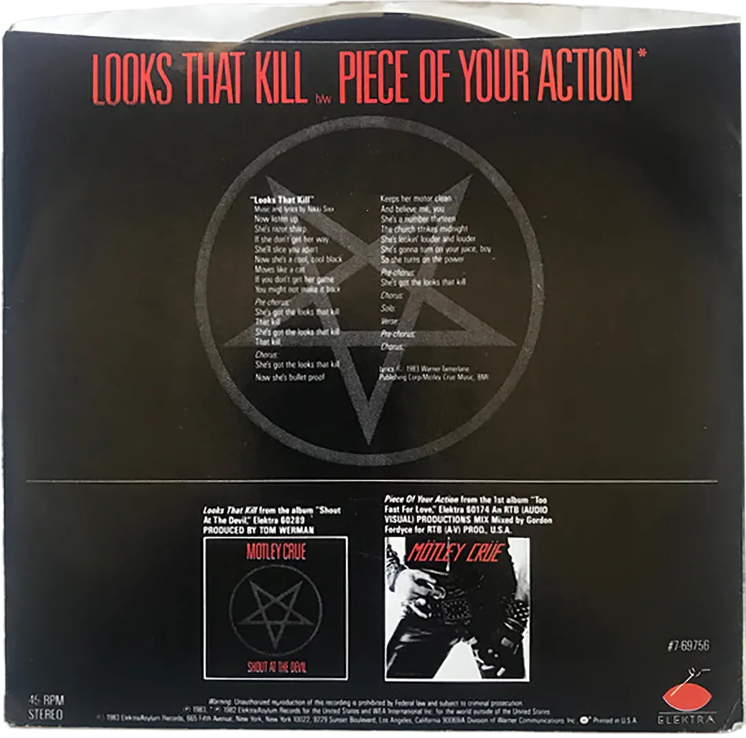 "Looks That Kill" US 7" Promo, 1984