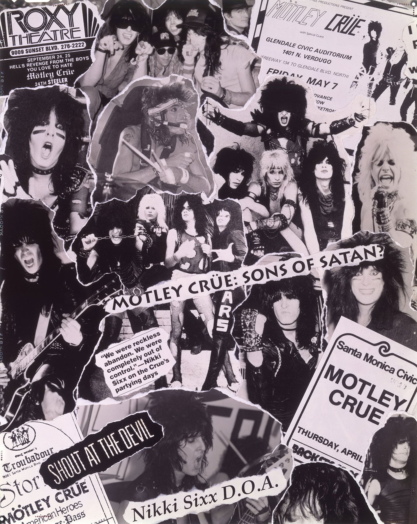 Collage of Motley Crue's Press Kit from LA circa 1988