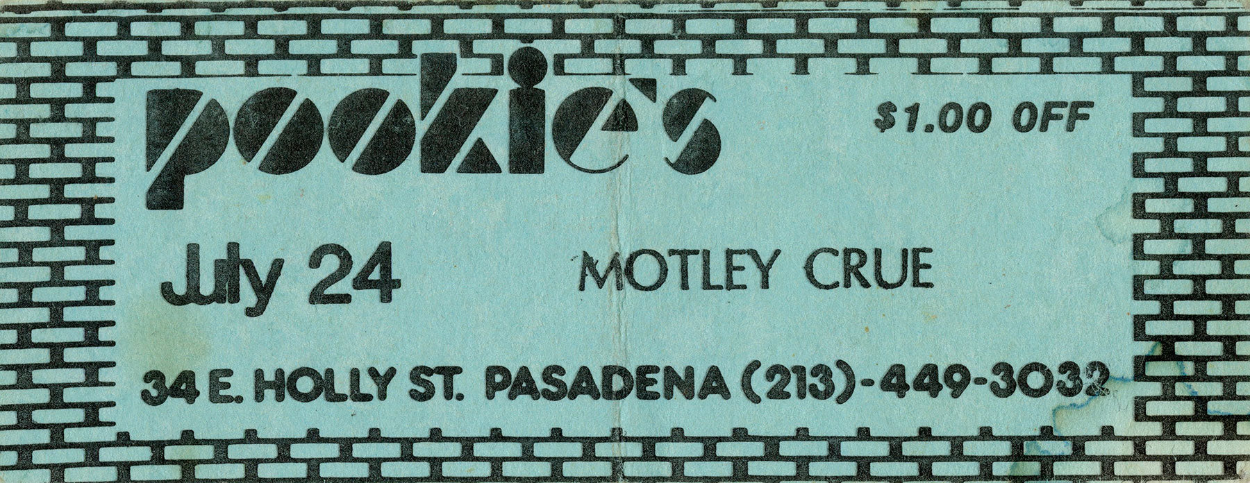 Coupon for a discount to 1981 Mötley Crüe shows circa 1981
