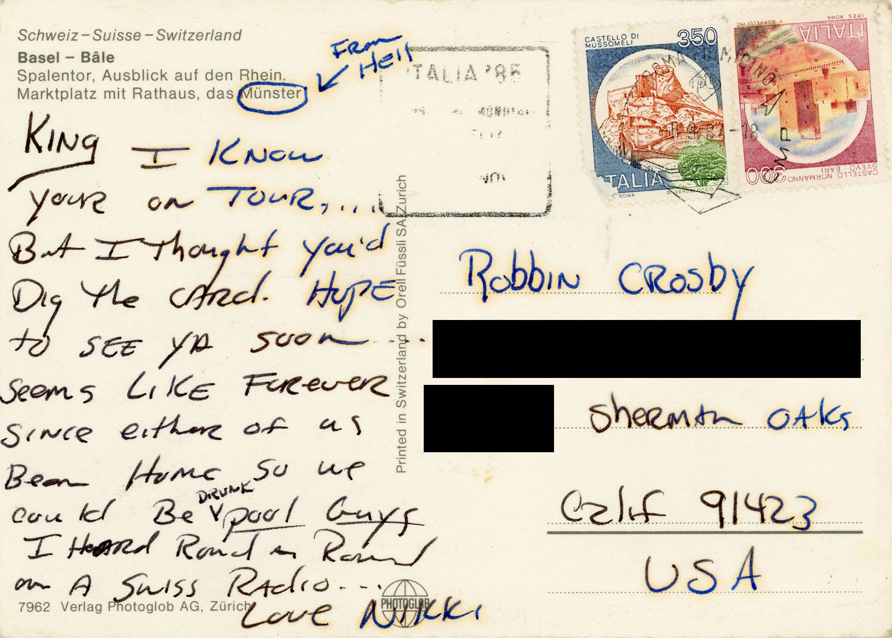 Robbin Crosby Postcard