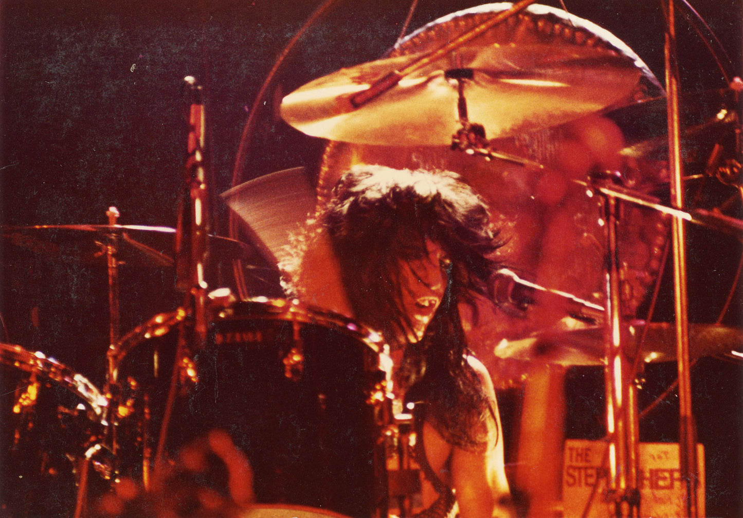 Tommy Lee rocking out on drums for the Shout At The Devil Tour 1983-1984